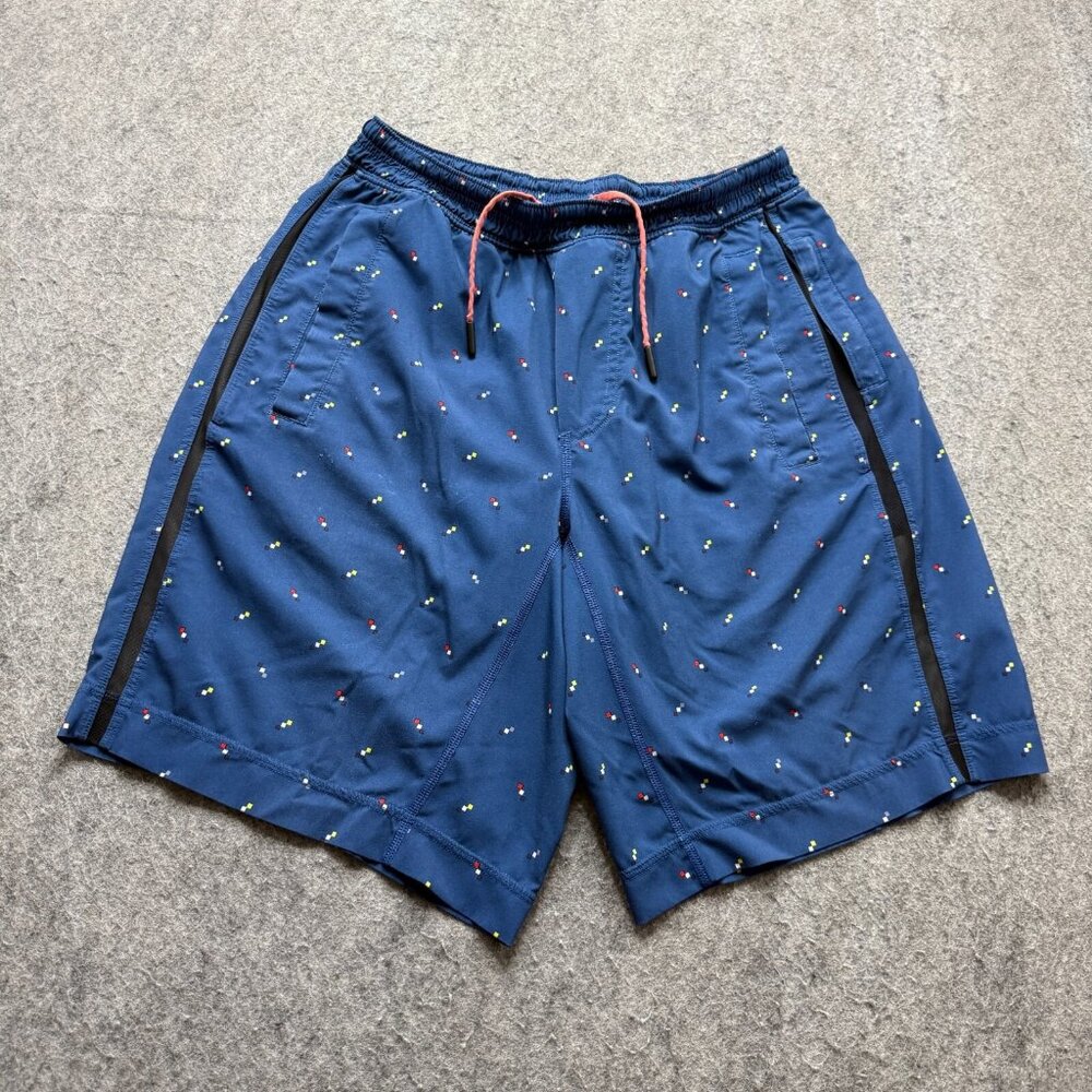 Lululemon Pace Breaker Shorts Men S Blue Geometric Relax 9" Stretch Liner